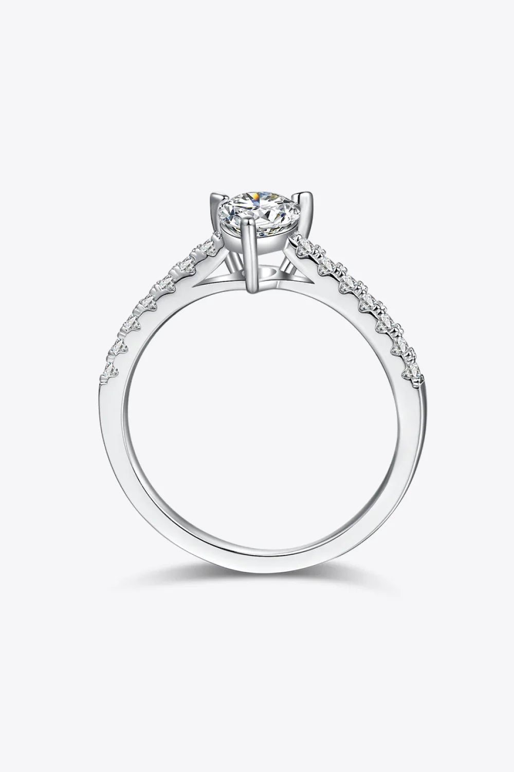 1 Carat Moissanite 925 Sterling Silver Side Stone Ring - VAleG