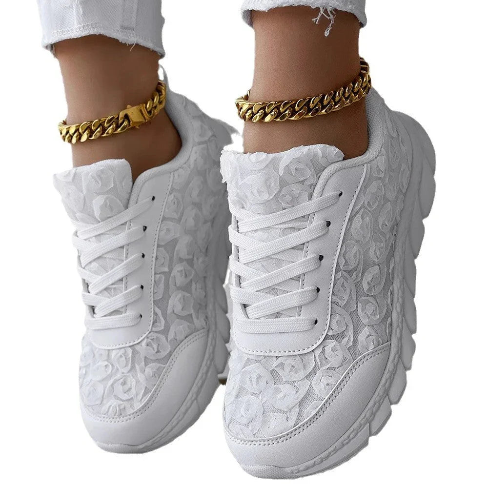 Three-dimensional Rose Mesh Casual Sneaker - VAleG