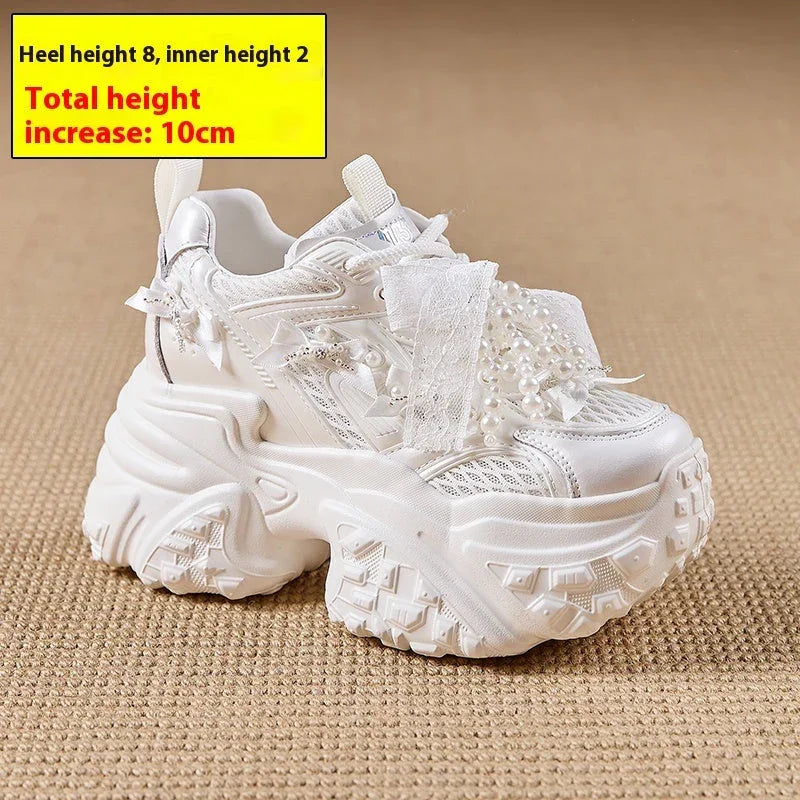 Mesh Surface Breathable Casual Versatile Thick Bottom Height Increasing Shoes - VAleG