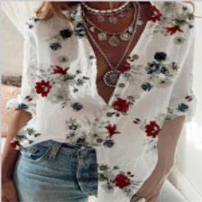 Loose V-neck blouse - VAleG