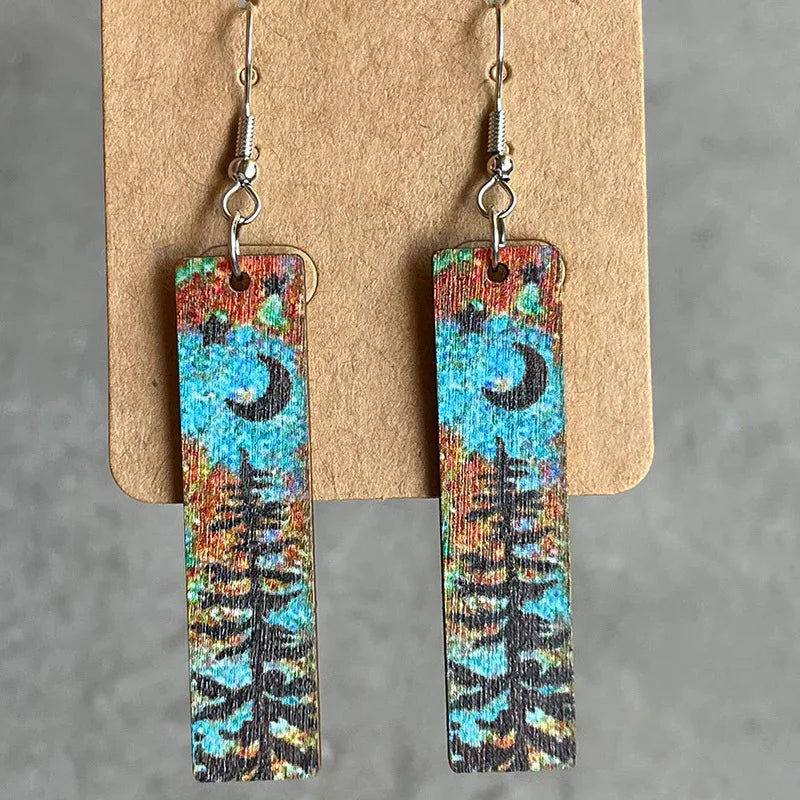 Square Shape Wooden Dangle Earrings - VAleG