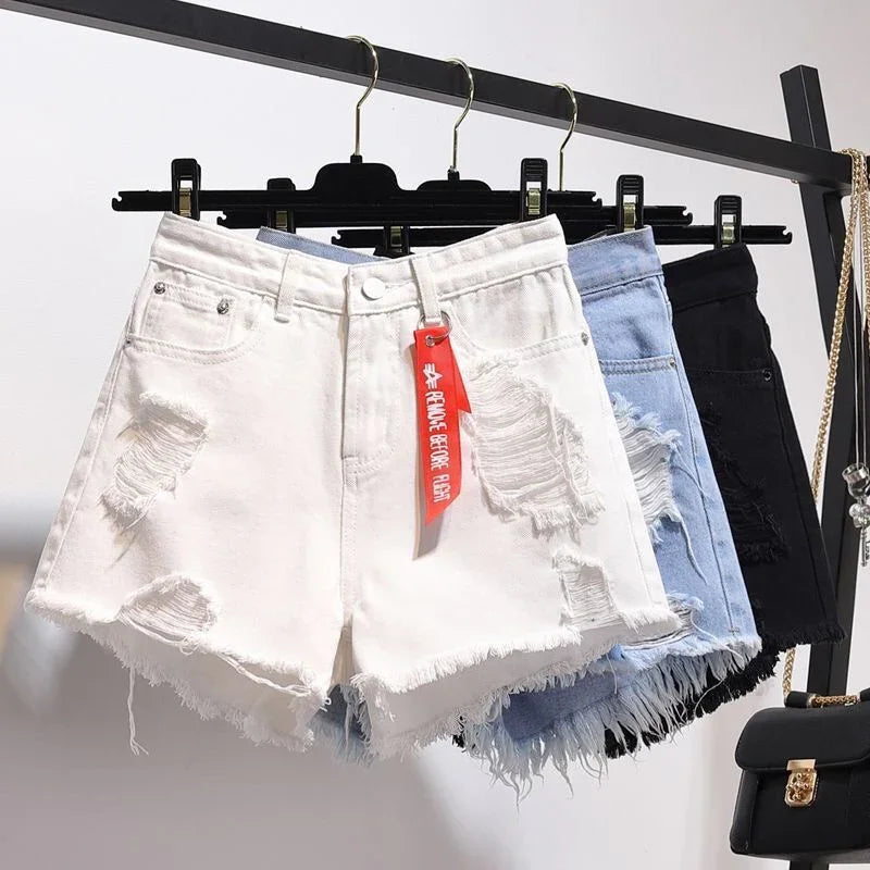 Women's raw hem denim shorts - VAleG