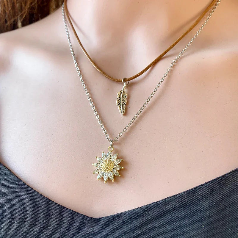 Sunflower Pendant Necklace Set - VAleG