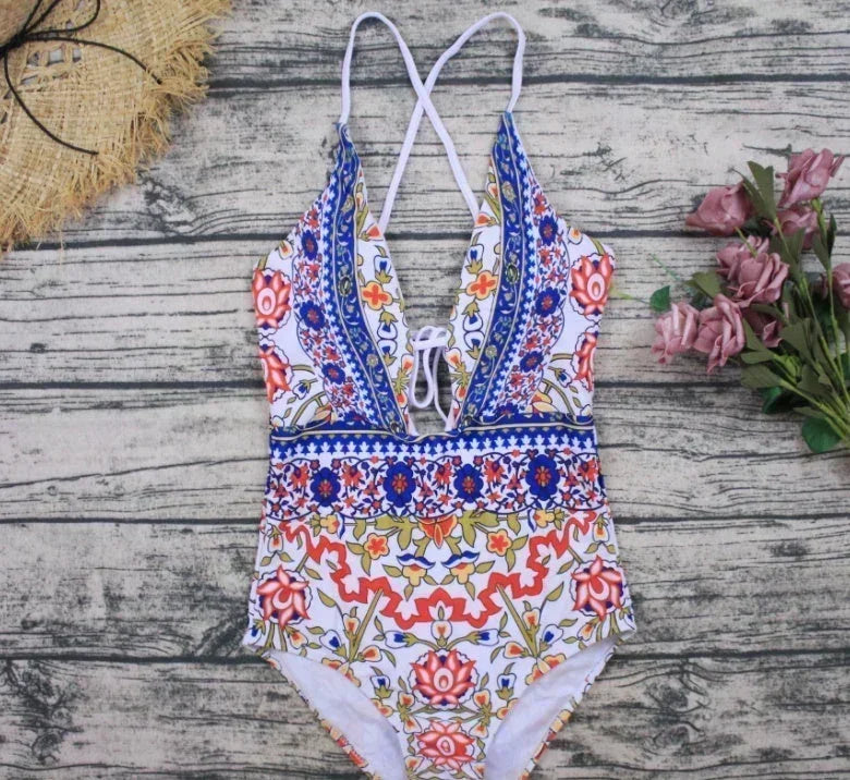 Printed lace-up swimsuit - VAleG