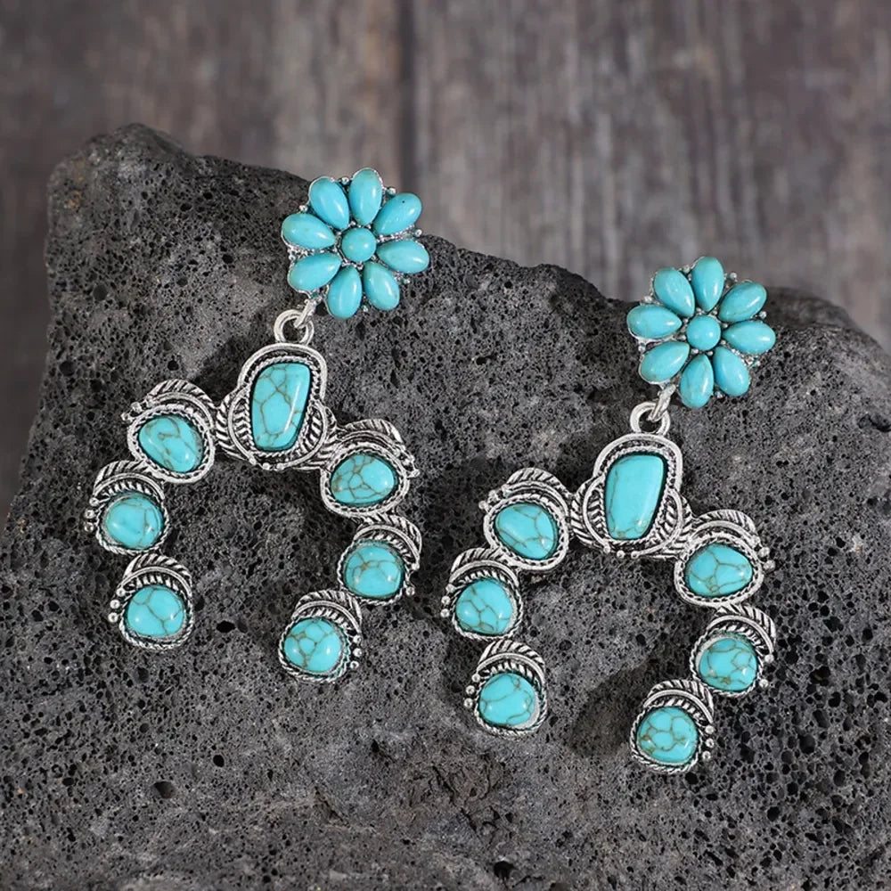 Artificial Turquoise Alloy Dangle Earrings - VAleG