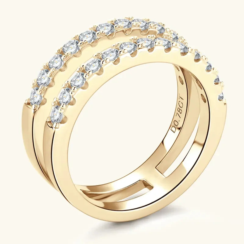 925 Sterling Silver Moissanite Double Layered Ring - VAleG