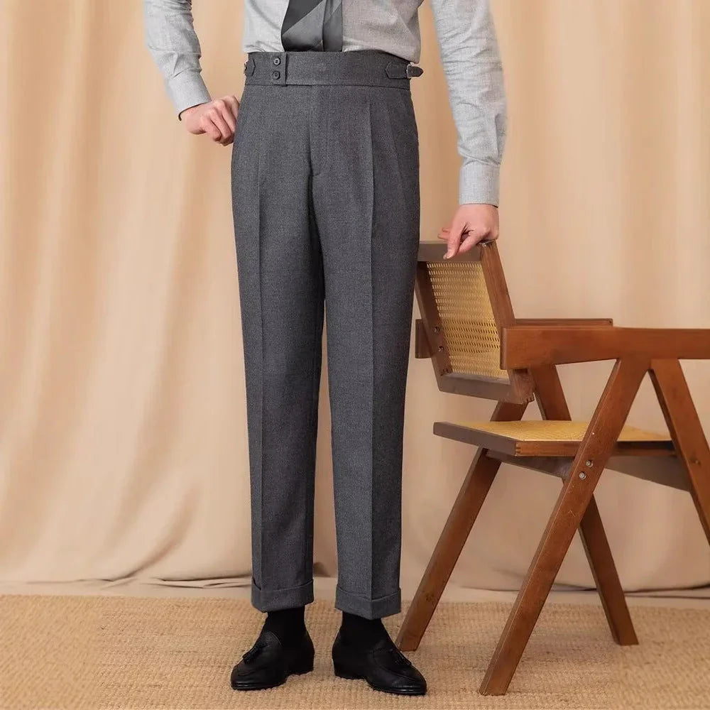 Casual Straight Slim Fit Buckle Suit Pants - VAleG