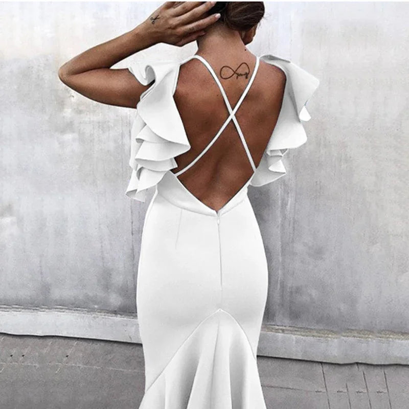 V-neck backless pencil skirt - VAleG