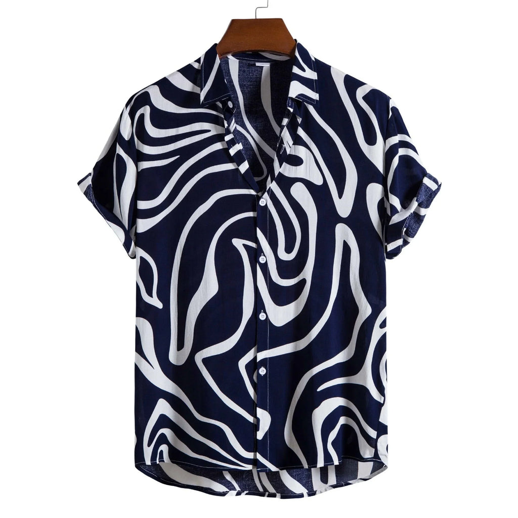 Printed Casual Men's Short-sleeved Shirt Lapel - VAleG