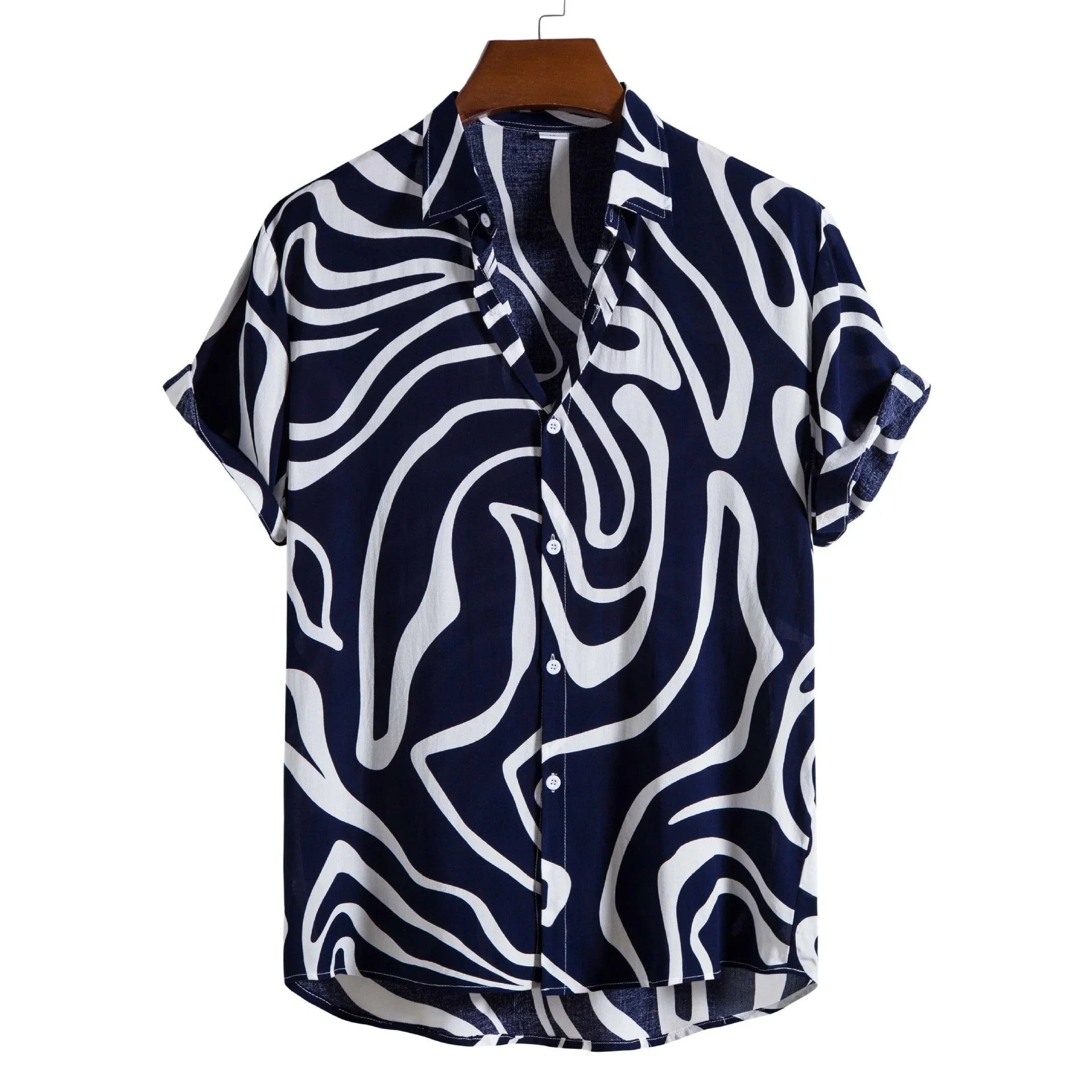 Printed Casual Men's Short-sleeved Shirt Lapel - VAleG