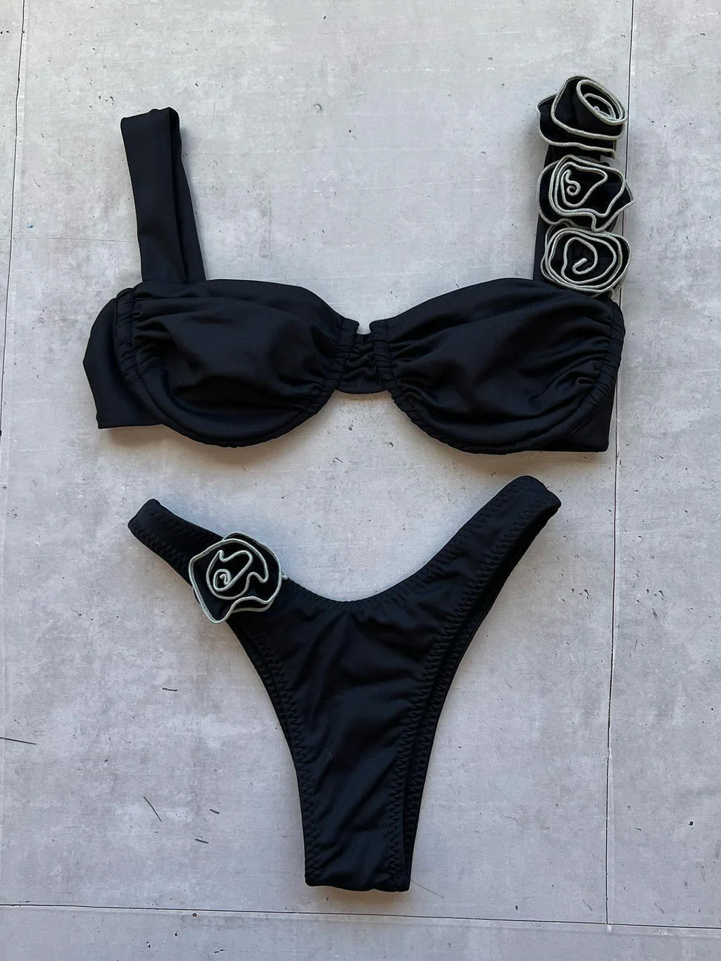 Steel Bracket Three-dimensional Flower Split Women's Swimsuit Swimsuit - VAleG