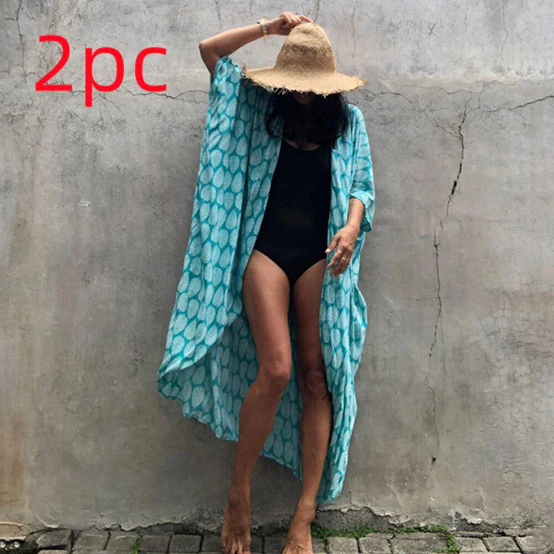 Polyester Ladies Sun Protection Resort Beach Dress Cover Up - VAleG