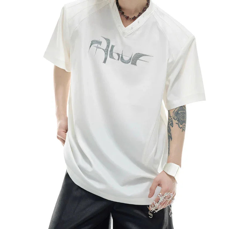 Niche Streamer Texture Deconstruction Split Stitching Short Sleeve - VAleG