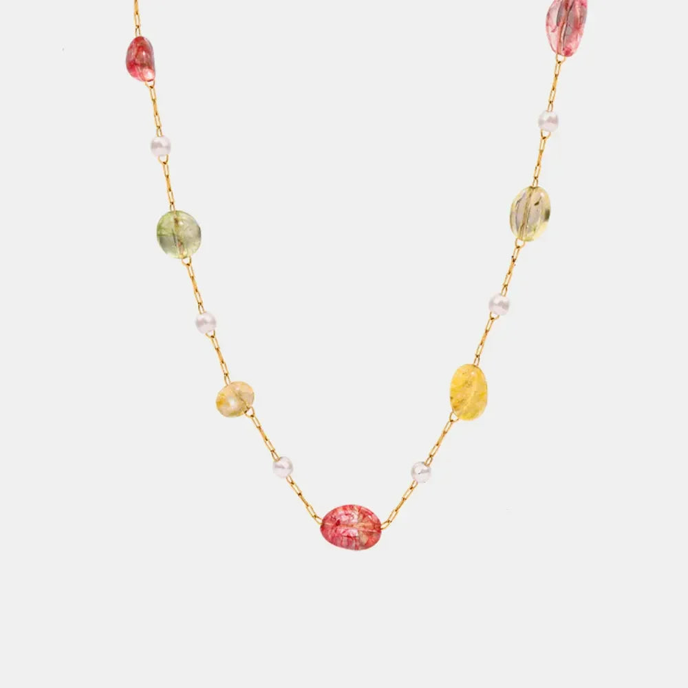 Titanium Steel Gold-plated Bead Necklace - VAleG