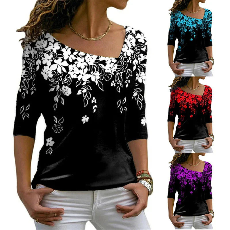 Fashion Women's Long-sleeved V-neck Top Bottoming Shirt - VAleG