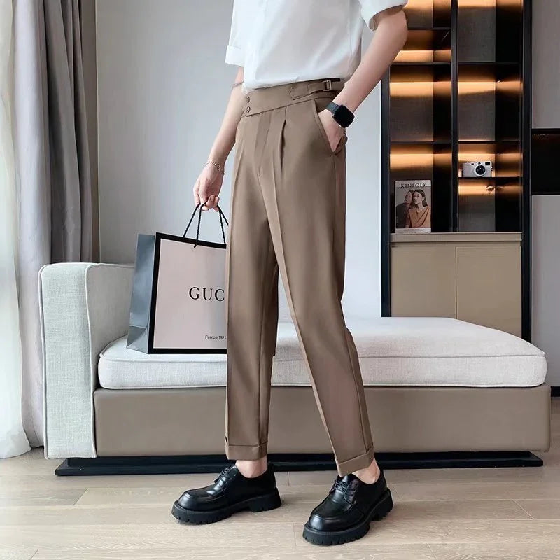 Draping Cropped Small Suit Pants Men - VAleG