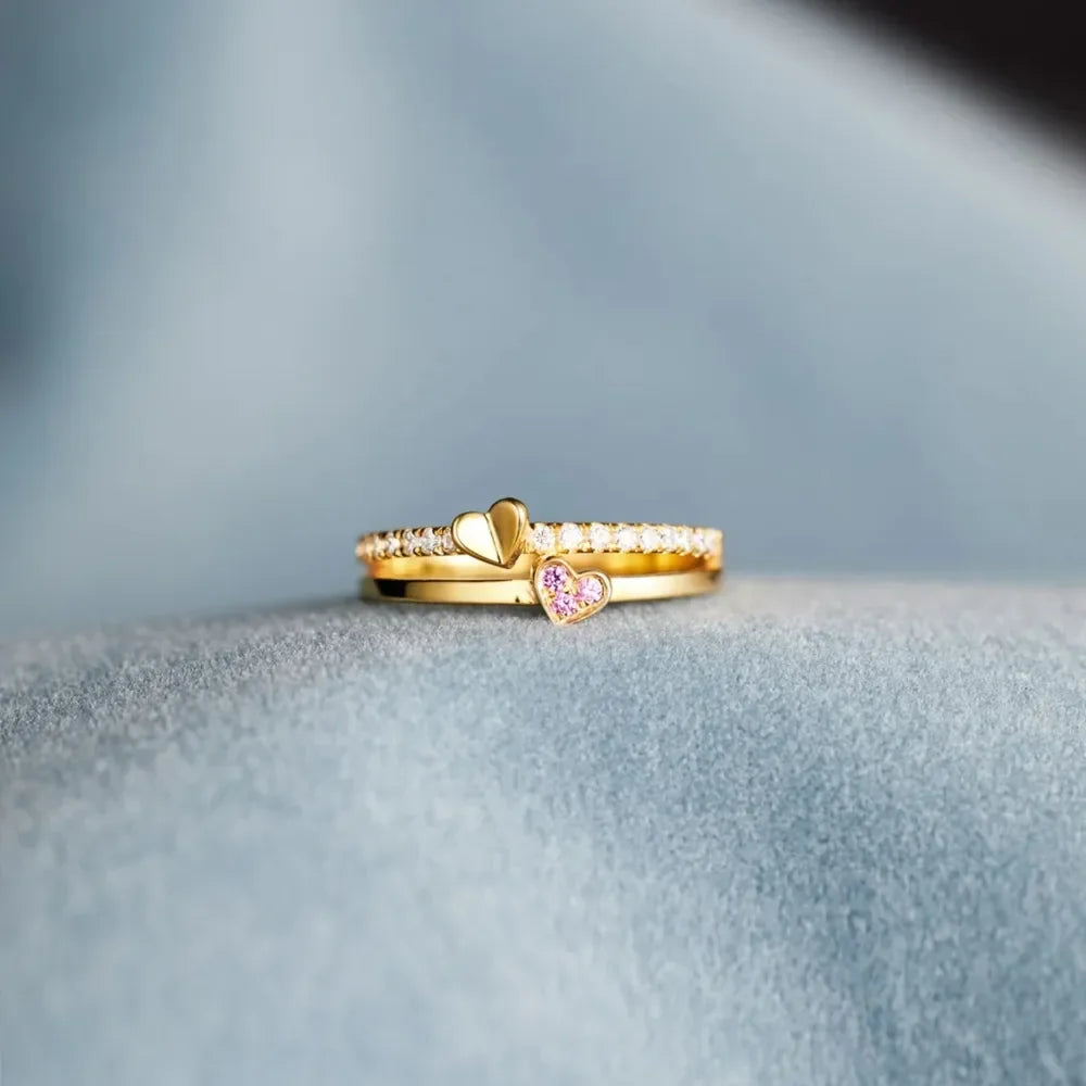 18K Gold-Plated 925 Sterling Silver Double-Layered Ring - VAleG