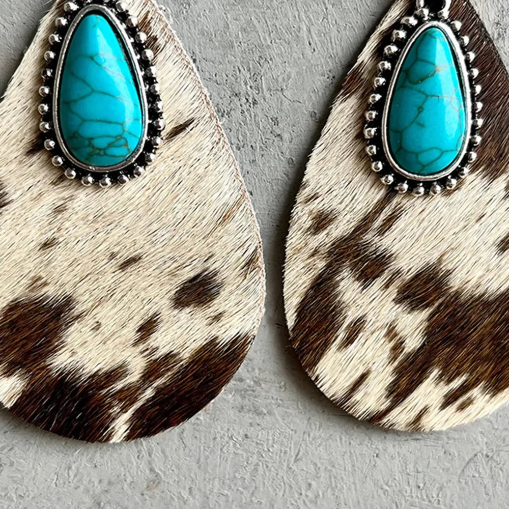 Artificial Turquoise Teardrop Earrings - VAleG
