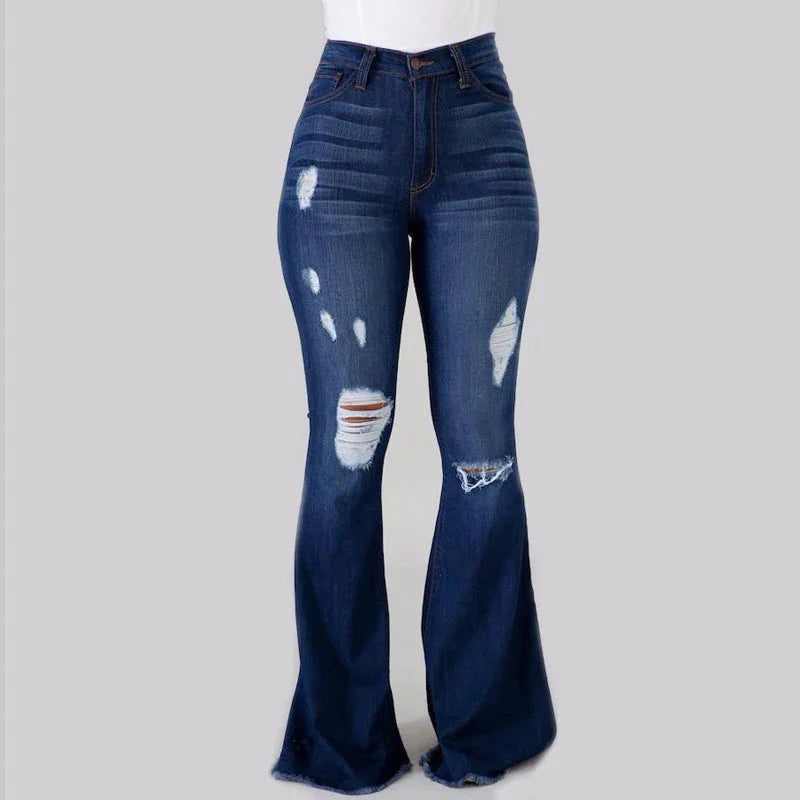 Fashion Women's Slim-fit Buttocks Ripped Jeans - VAleG