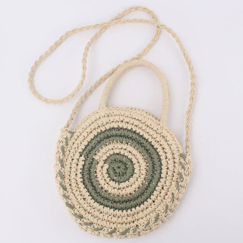Beach Braided Bag Round Tote Shoulder - VAleG
