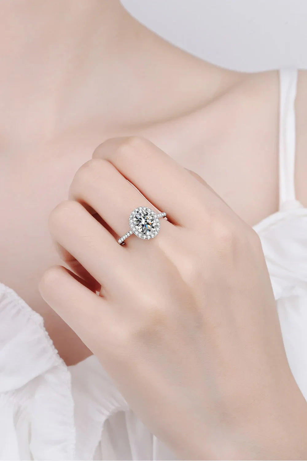 2 Carat Moissanite 925 Sterling Silver Halo Ring - VAleG