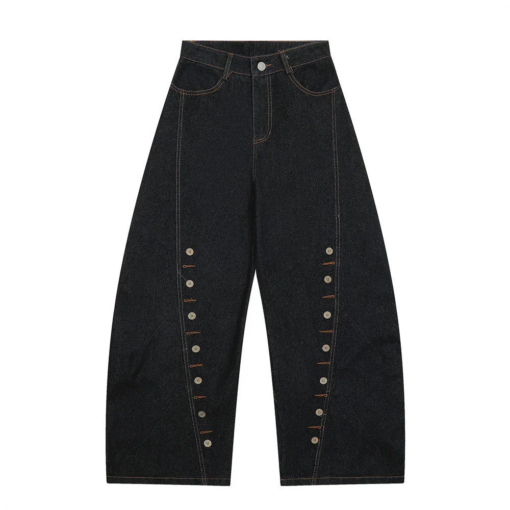 High Street Loose Design Series Line Wide Leg Pants - VAleG