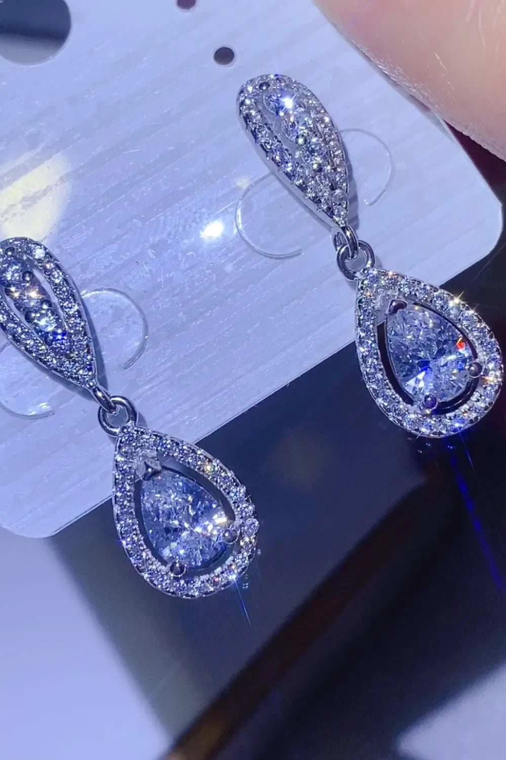2 Carat Moissanite 925 Sterling Silver Teardrop Earrings - VAleG