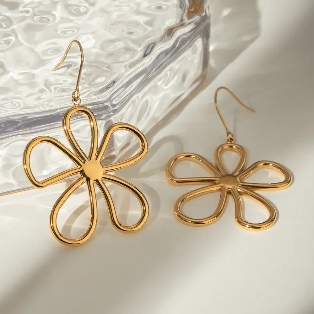 18K Gold-Plated Flower Earrings - VAleG