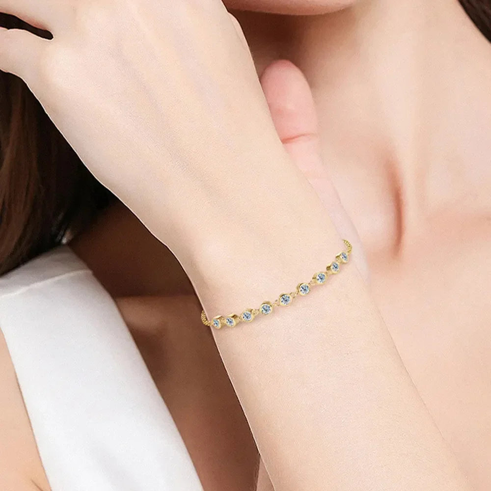 Inlaid Moissanite 925 Sterling Silver Bracelet - VAleG