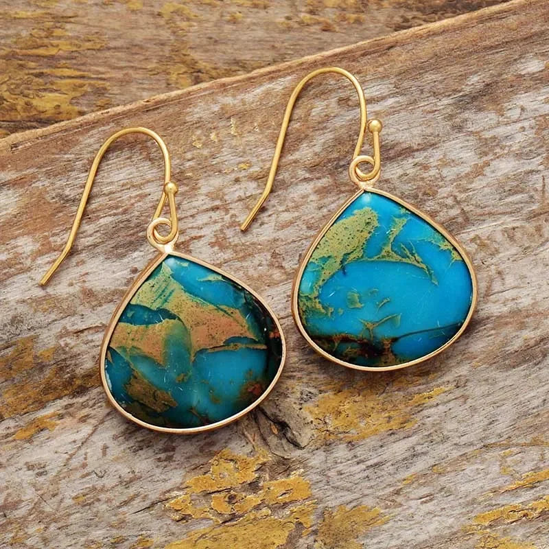 18K Gold-Plated Natural Stone Earrings - VAleG