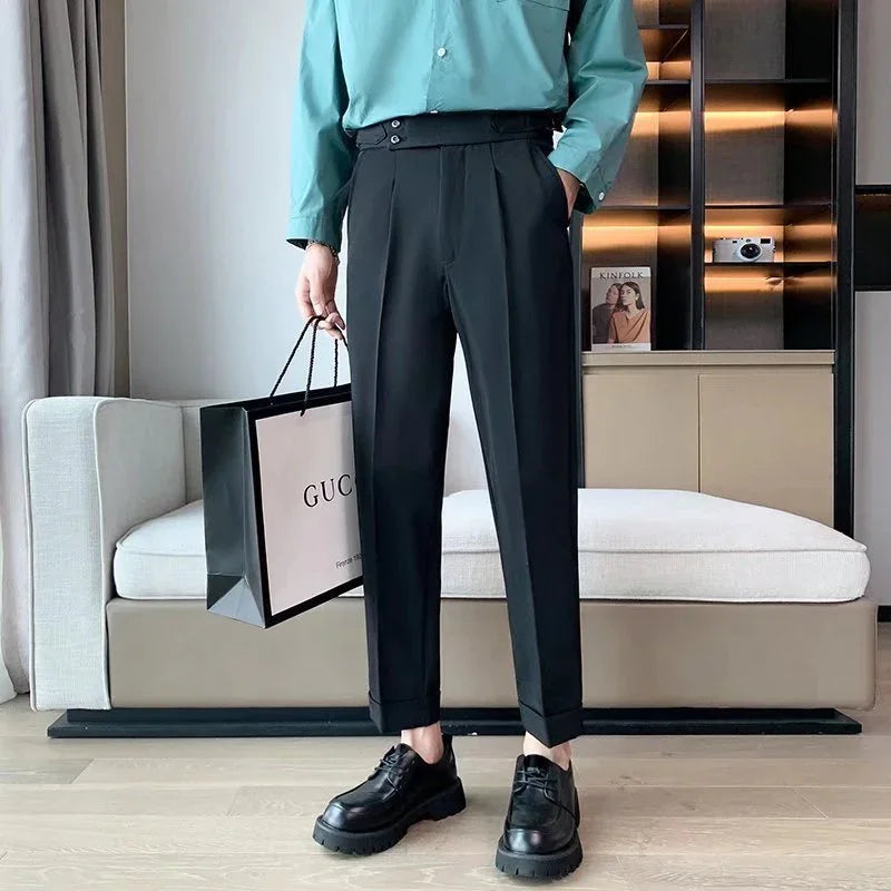 Draping Cropped Small Suit Pants Men - VAleG