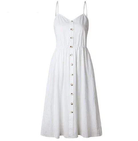 Sexy Suspender Button Pocket Halter Dress - VAleG