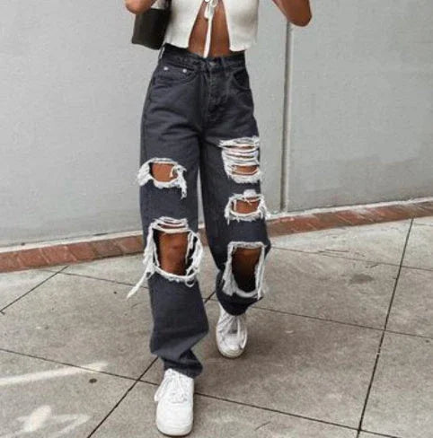 Women Jeans Ripped Slimming Washed Women's Jeans Trousers - VAleG