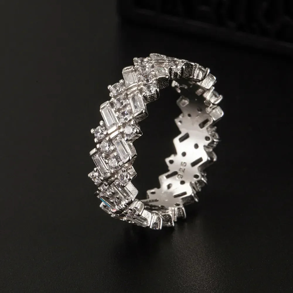 Inlaid Zircon 925 Sterling Silver Ring - VAleG