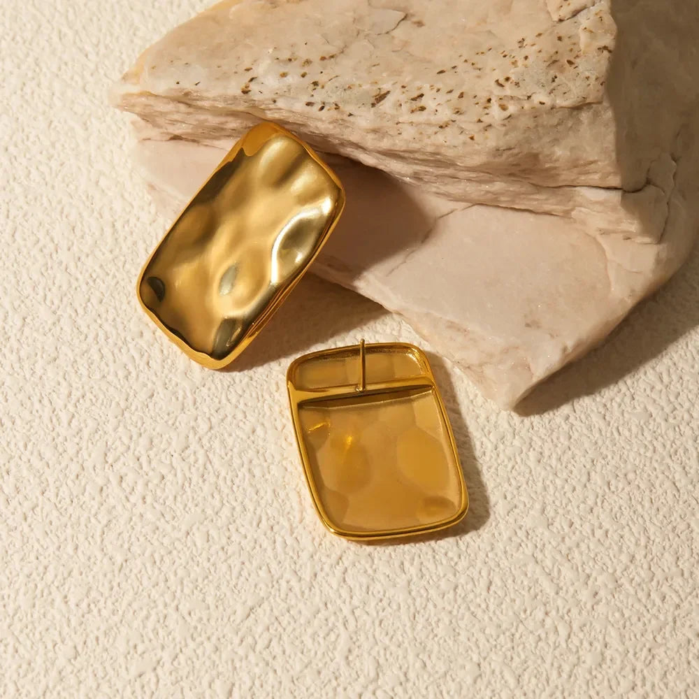 18K Gold-Plated Square Earrings - VAleG