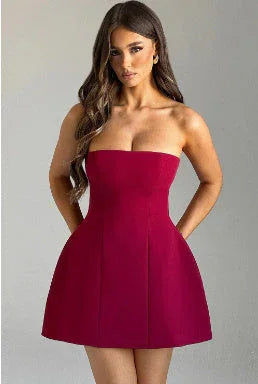 Fashion Tube Dress Summer Solid Color Sasual Backless Slim Short Dresses Party Womens Clothing - VAleG