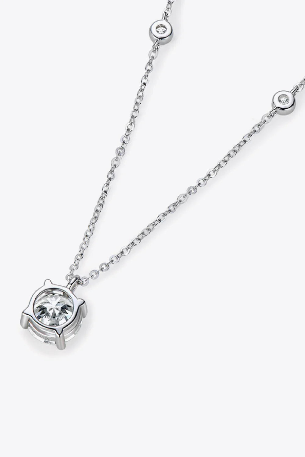 2 Carat Moissanite 4-Prong 925 Sterling Silver Necklace - VAleG