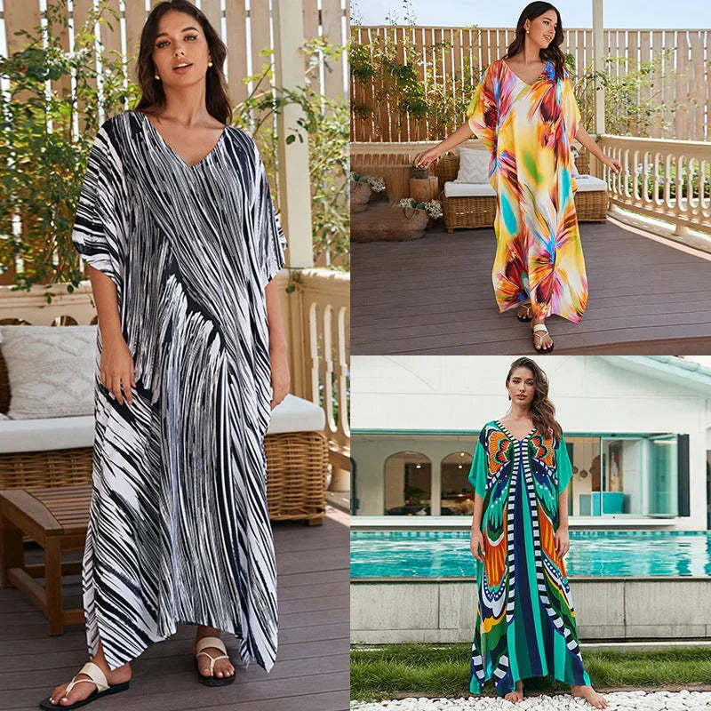 Women's Cotton Tie Dyed Beach Dress - VAleG