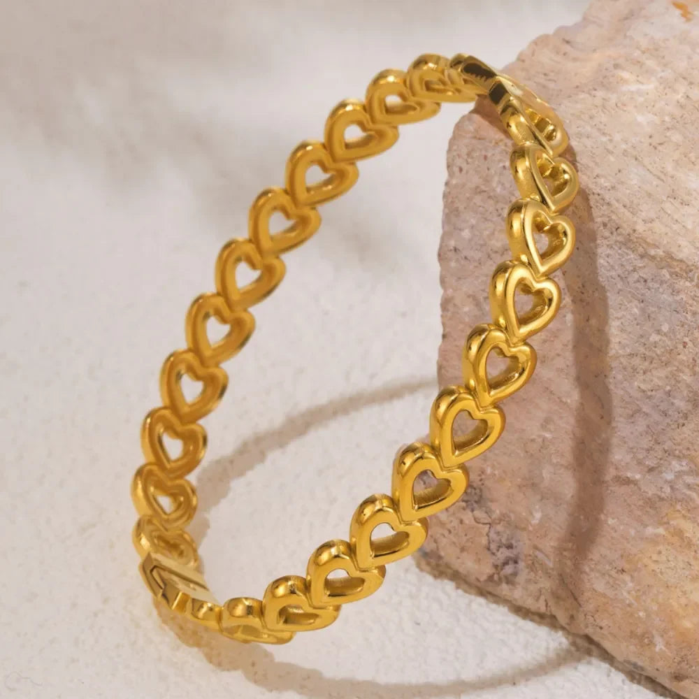 18K Gold-Plated Stainless Steel Heart Bracelet - VAleG