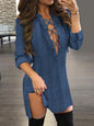 Color Cross Tie Cuff Simple Long Sleeve Blouse Women Shirt VAleG