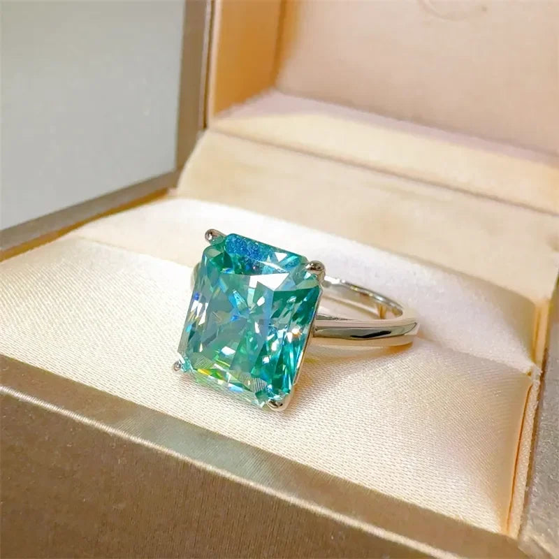 2 Carat 925 Sterling Silver Moissanite Rectangle Shape Ring - VAleG