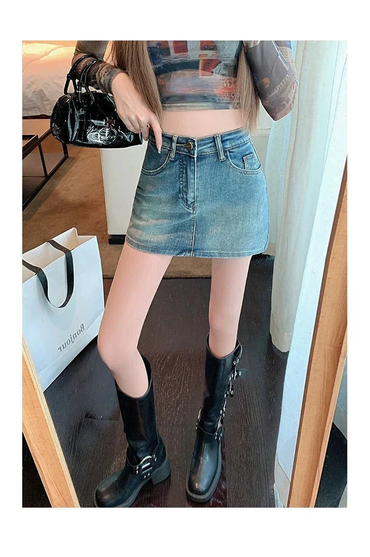 Retro Denim High Waist Hip Skirt - VAleG