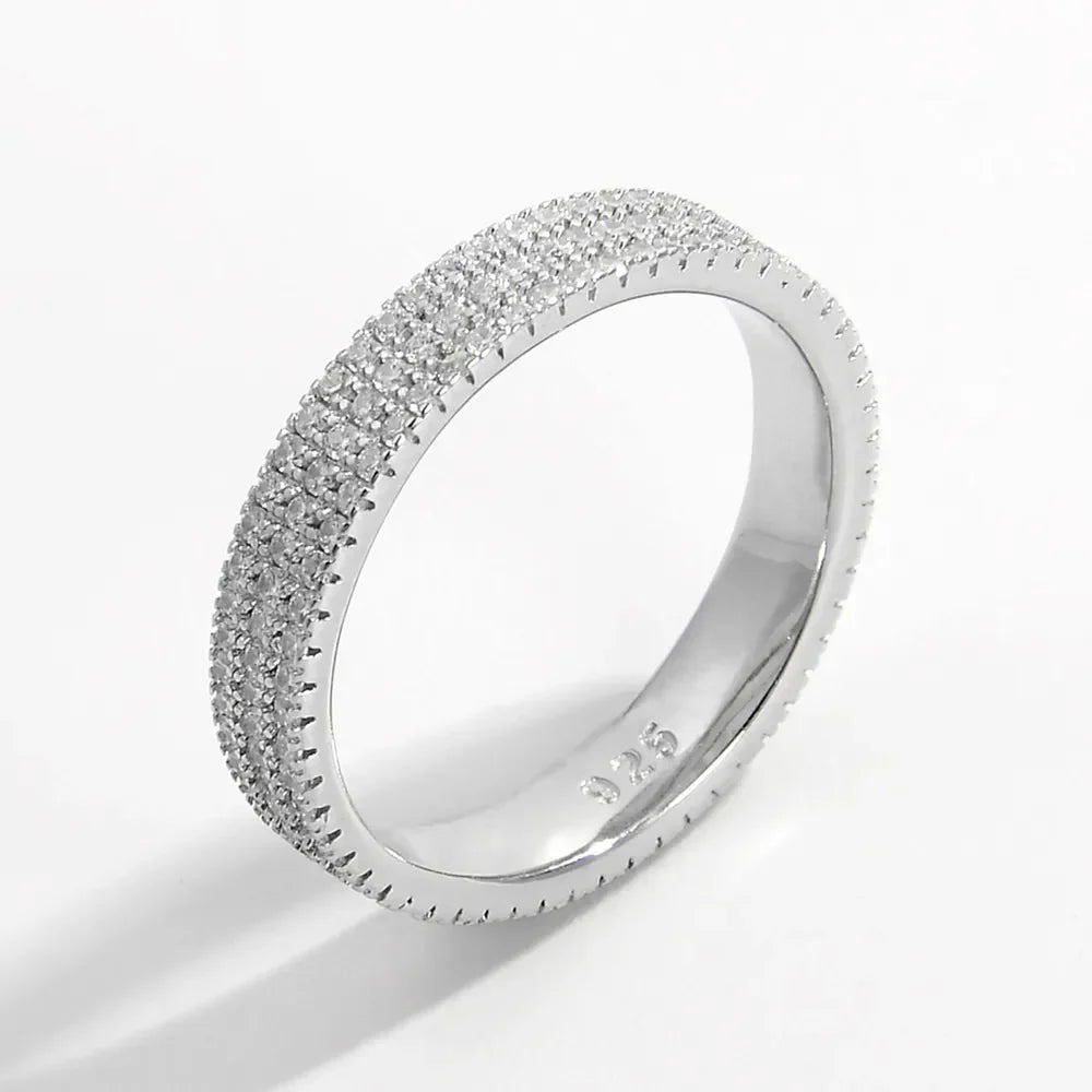 Inlaid Zircon 925 Sterling Silver Ring - VAleG