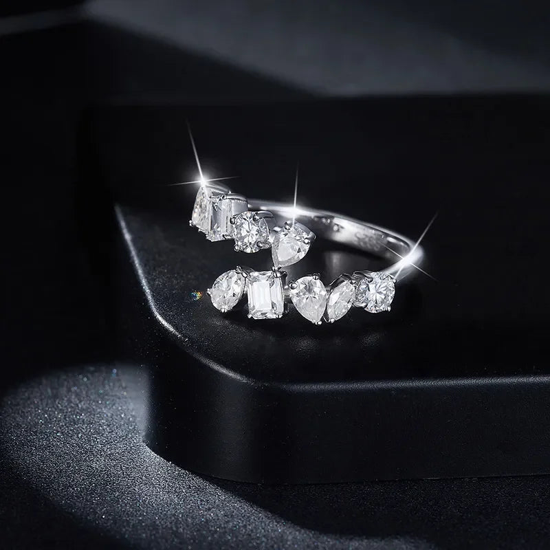 2.6 Carat Moissanite 925 Sterling Silver Bypass Ring - VAleG