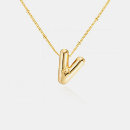 Gold-Plated Bubble Initial Necklace - VAleG