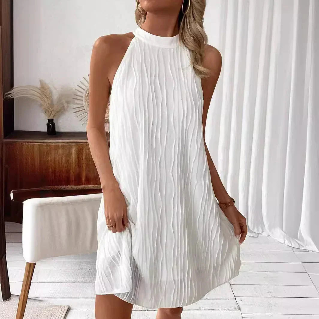 Fashion Dresses For Women Pure Color Halter Backless Dress - VAleG