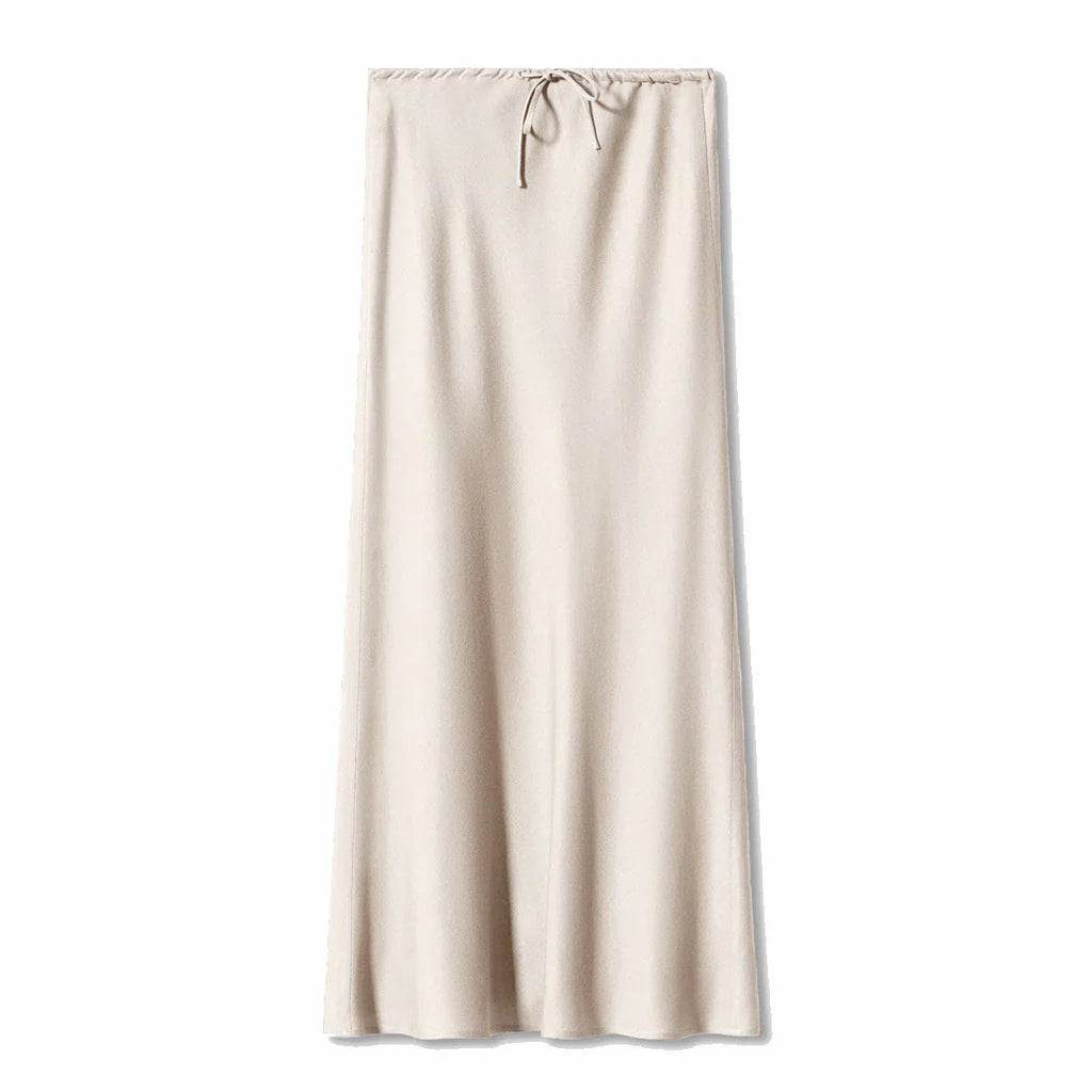 High Quality Satin Dress High Waist Drawstring Lace-up Solid Skirt Women - VAleG