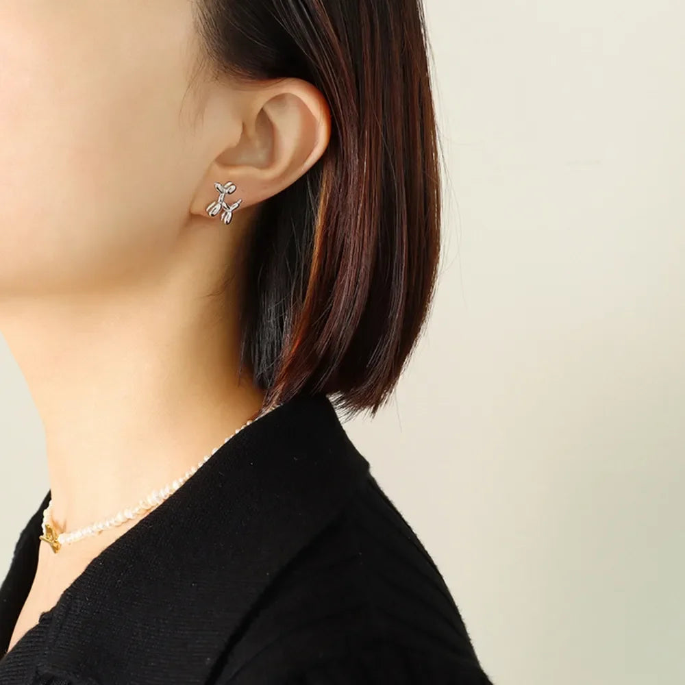 18K Gold-Plated Titanium Steel Puppy Shape Stud Earrings - VAleG