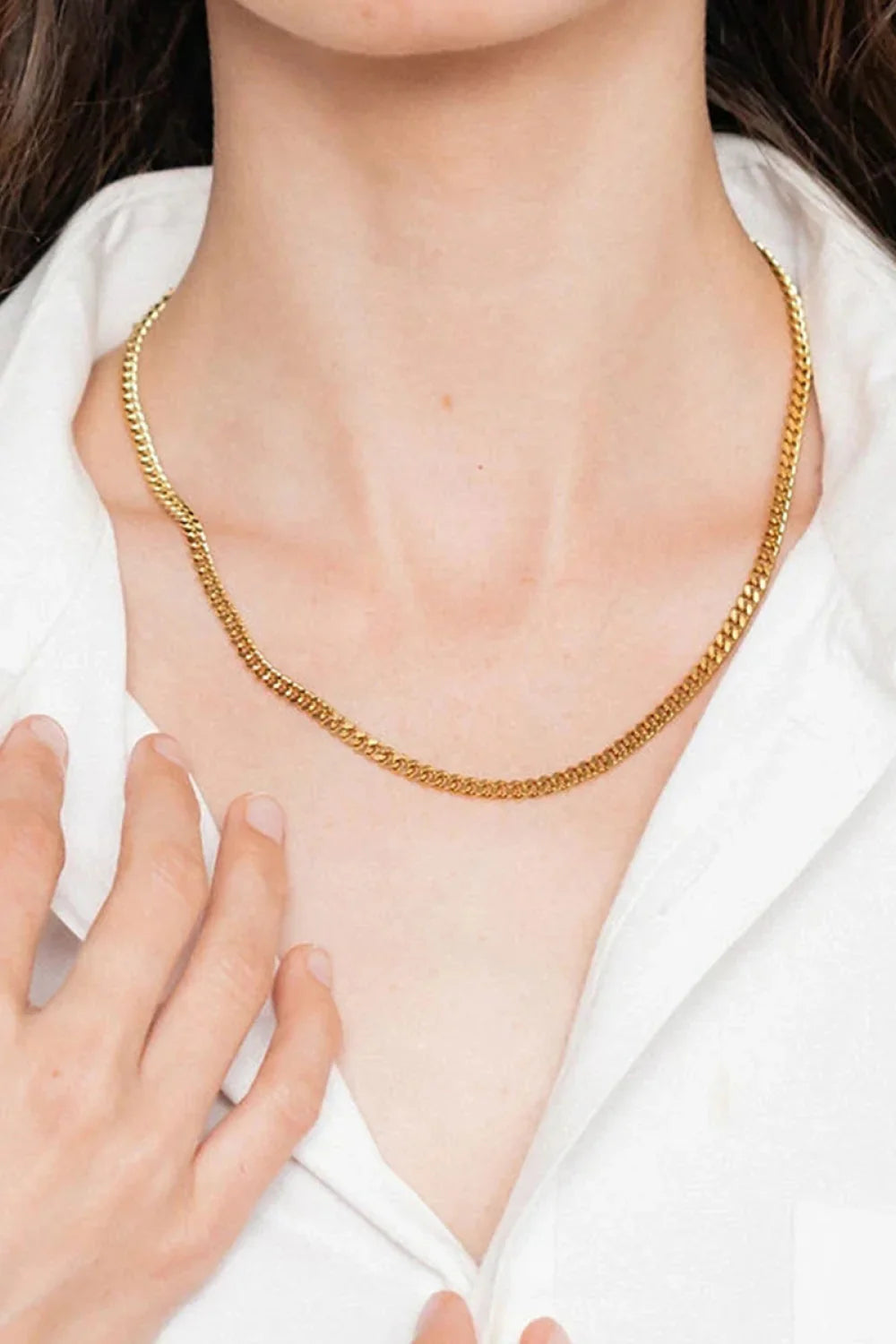 18K Gold Plated Curb Chain Necklace - VAleG