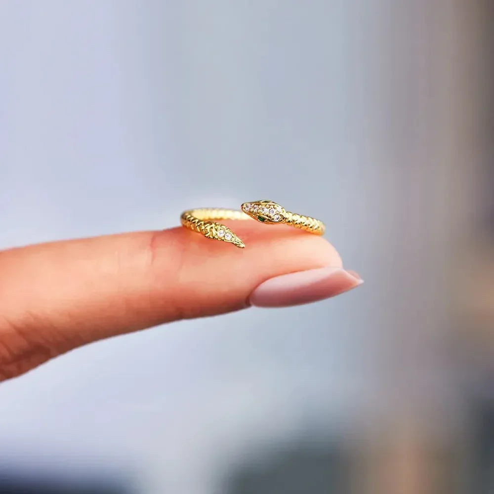 Snake Shape 18K Gold-Plated Bypass Ring - VAleG
